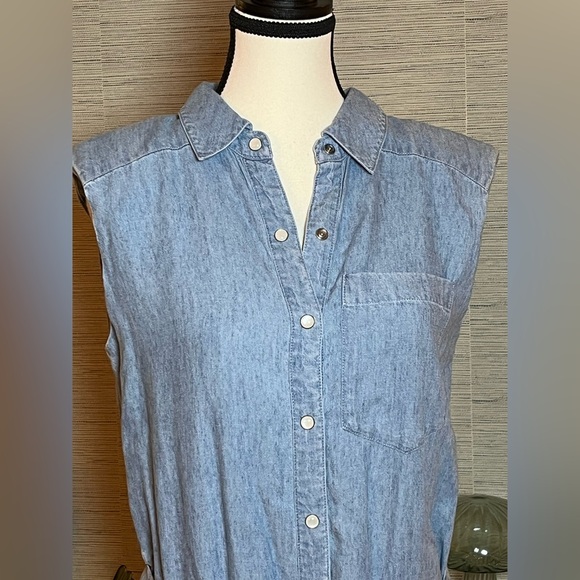 VERONICA BEARD Allison Lakeshore Chambray Front Tie Mini Dress Blue Size 2 NWT - Picture 4 of 12